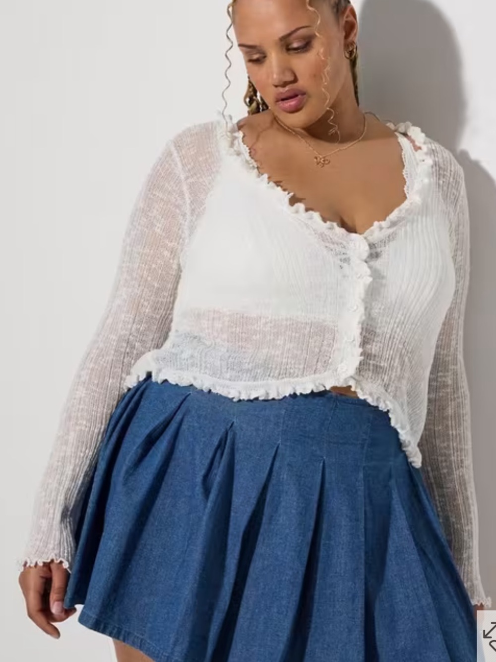 Torrid LoveSick Sheer Lettuce Edge Cardigan